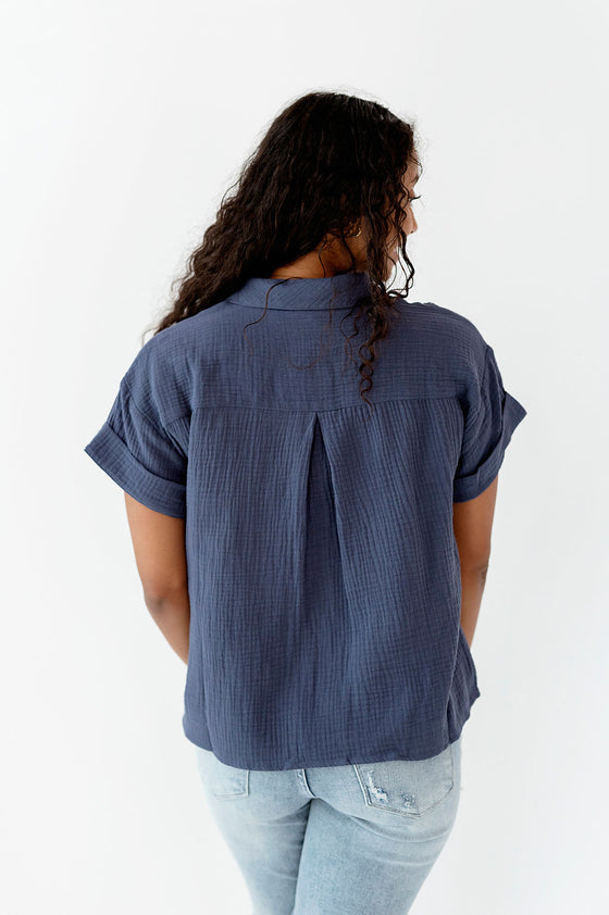 Charlie Top in Dusty Navy - Size L & XL Left