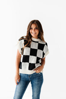  Melanie Checkered Sweater Vest