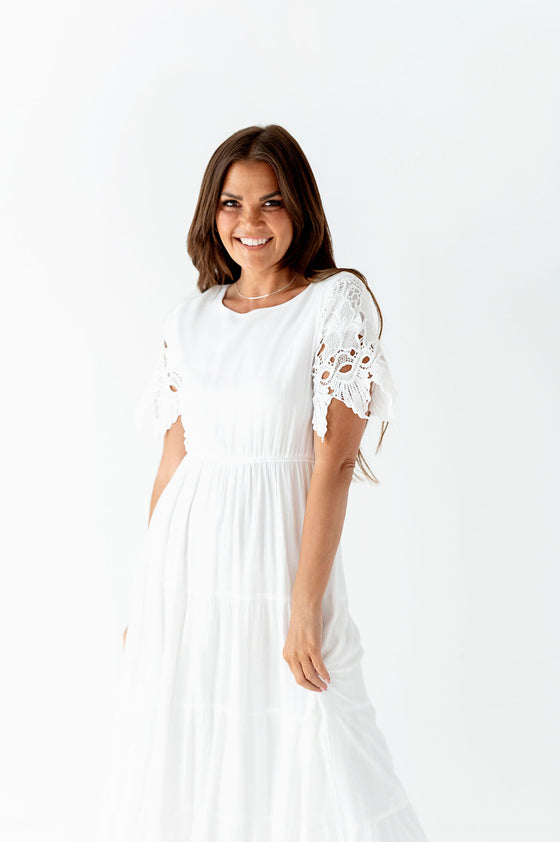 Desiree Maxi Dress in Cream - Size Small Left