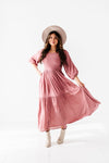Caspian Smocked Dress in Dusty Pink
