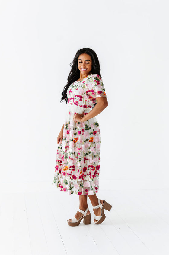 Shanna Floral Embroidered Dress - Size Large & XL Left