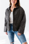 CeCe Quilted Denim Jacket in Charcoal - Size S Left