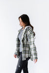 Dove Plaid Shacket in Olive - Size M Left