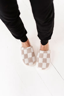  Covered in Checkers Slippers in Taupe
