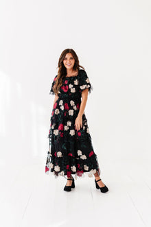  Roma Ruffle Tiered Dress in Black