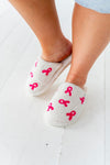 Pink Ribbon Embroidered Slippers