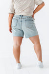 Gabby High Waisted Mineral Wash Denim Shorts
