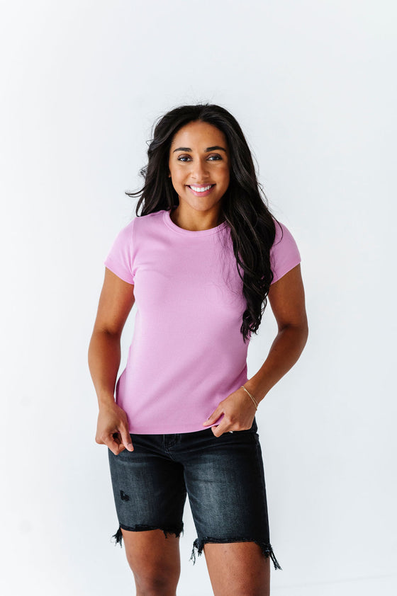 Sydney Ribbed Top in Light Orchid