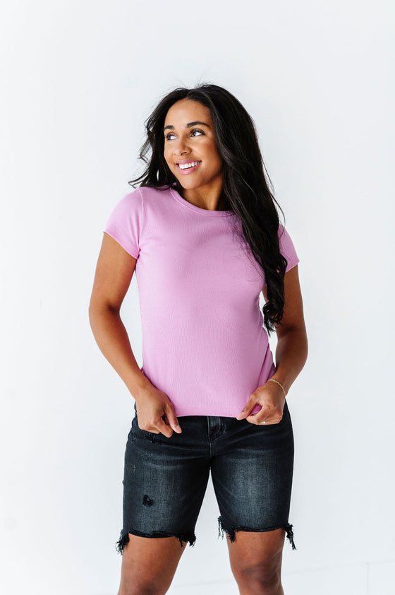 Sydney Ribbed Top in Light Orchid