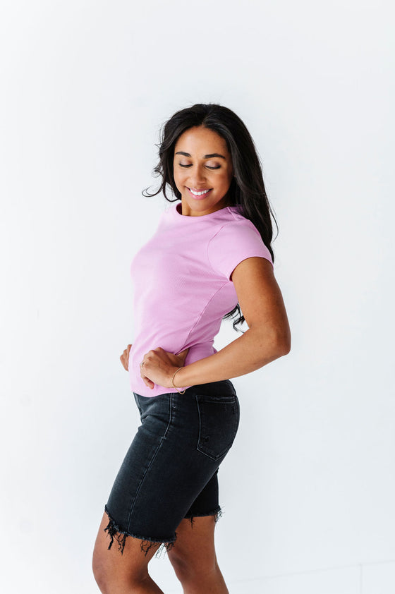 Sydney Ribbed Top in Light Orchid