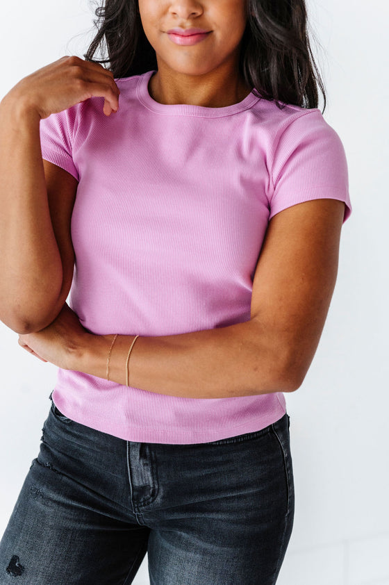 Sydney Ribbed Top in Light Orchid