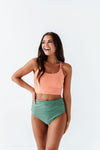 Basic Beach Ruched Bottoms in Olive