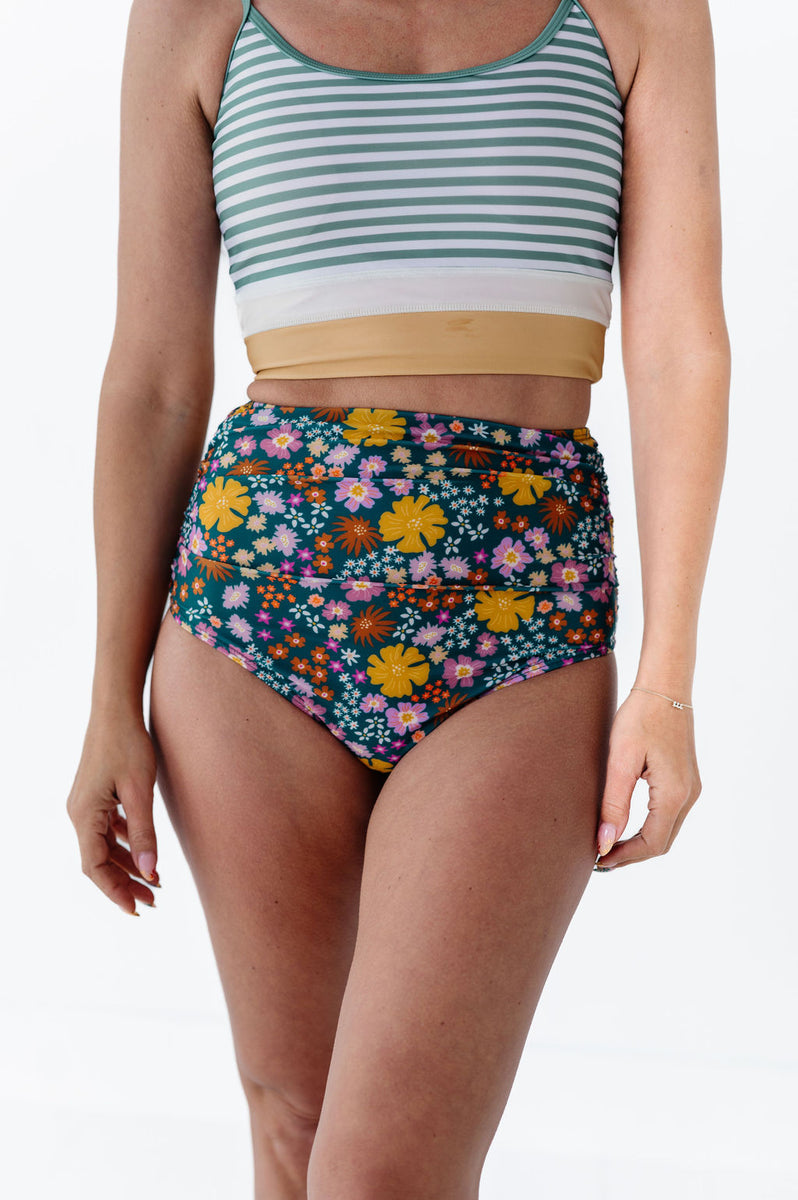 Bali Reversible Braided Leaf Print Cheeky Bottoms- Green