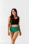 Mid Rise Textured Bottoms in Kelly Green