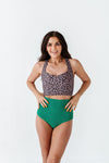 High Waisted Textured Bottoms in Kelly Green