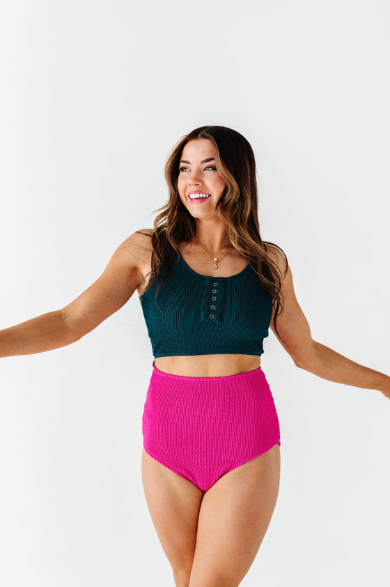High Waisted Textured Bottoms in Magenta