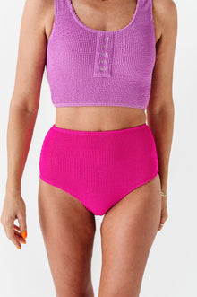  Mid Rise Textured Bottoms in Magenta