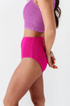 Mid Rise Textured Bottoms in Magenta