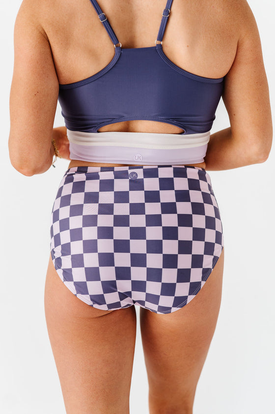 Mid Rise Bottoms in Purple Check