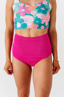  High Waisted Textured Bottoms in Magenta