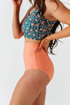 High Waisted Textured Bottoms in Peachy Paradise