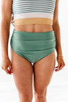 Basic Beach Ruched Bottoms in Olive