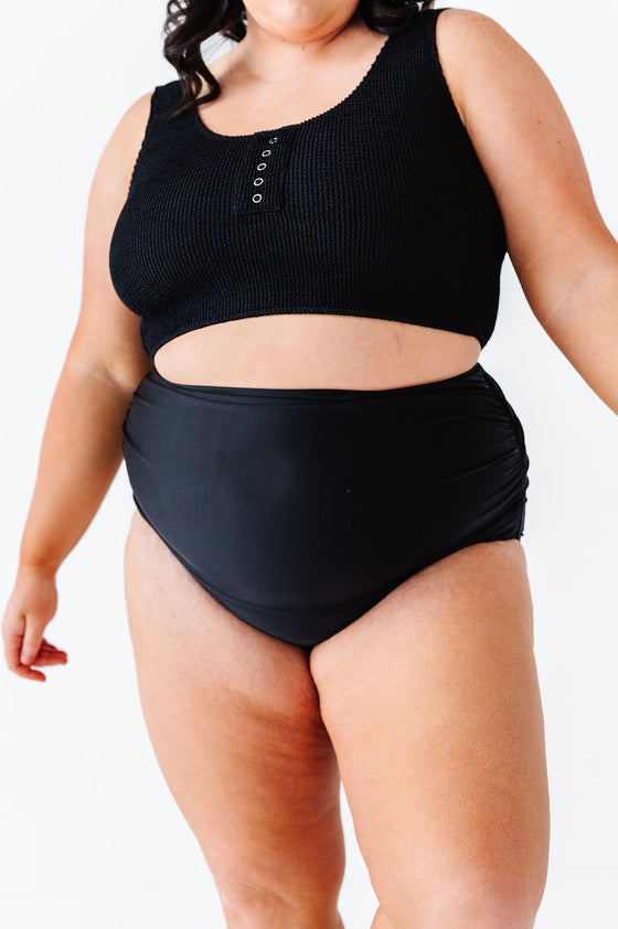 High Waisted Ruched Bottoms in Black