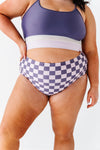 Mid Rise Bottoms in Purple Check