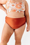 Basic Beach Ruched Bottoms in Rust