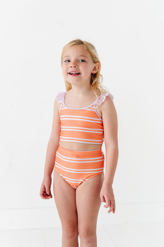 Girls Summer Sherbet Stripe 2 Piece Suit