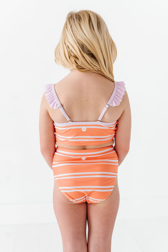 Girls Summer Sherbet Stripe 2 Piece Suit