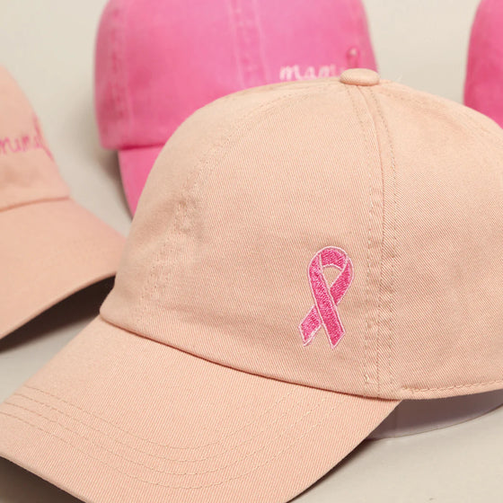 Pink Ribbon Baseball Cap in Dusty Pink