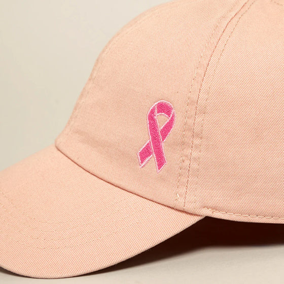 Pink Ribbon Baseball Cap in Dusty Pink