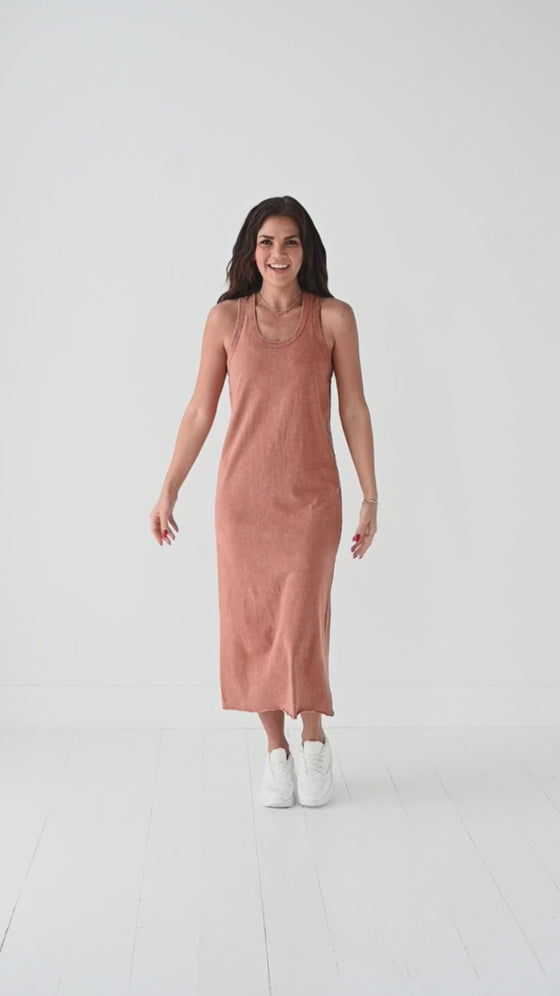 Bring On Summer Tank Dress In Baked Clay