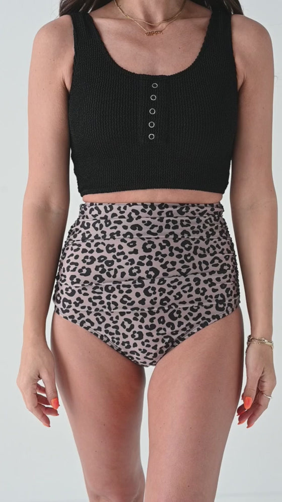 Leopard High Waisted Ruched Bottoms