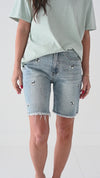 Sunny Embroidered Denim Bermuda Shorts