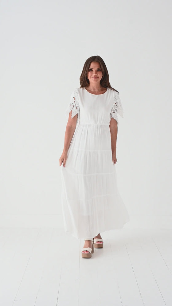 Desiree Maxi Dress in Cream - Size Small Left