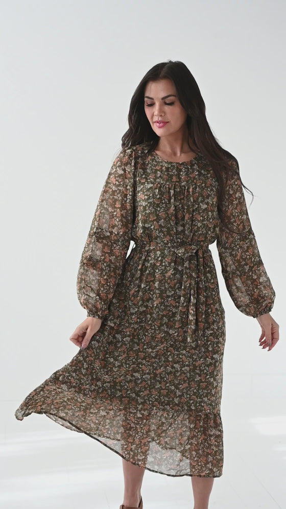 Charlie Floral Dress in Olive - Size 3X Left