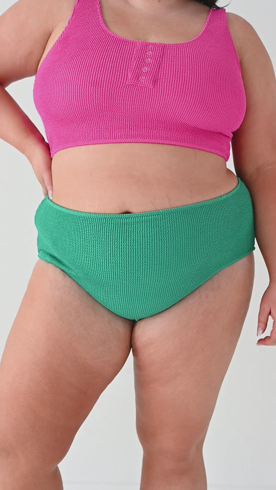 Mid Rise Textured Bottoms in Kelly Green