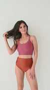 Basic Beach Ruched Bottoms in Rust