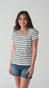 Taylor Striped Top in White