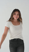 Everleigh Ribbed Top in White - Size Large Left