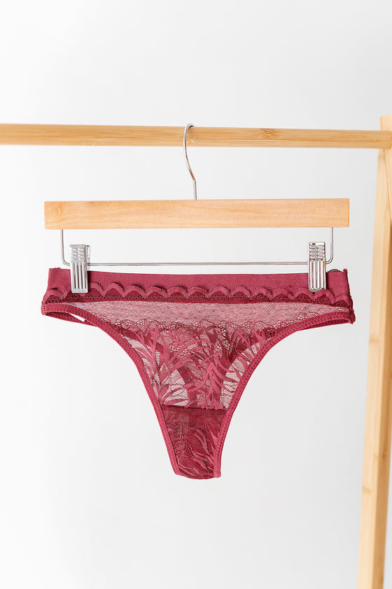 Wine Lace Thong - Size XL Left
