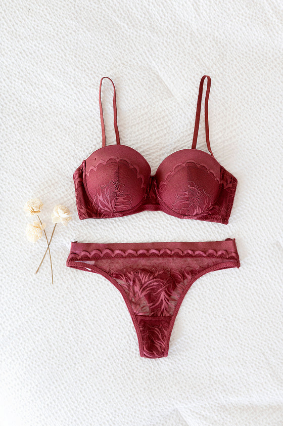 Wine Lace Thong - Size XL Left