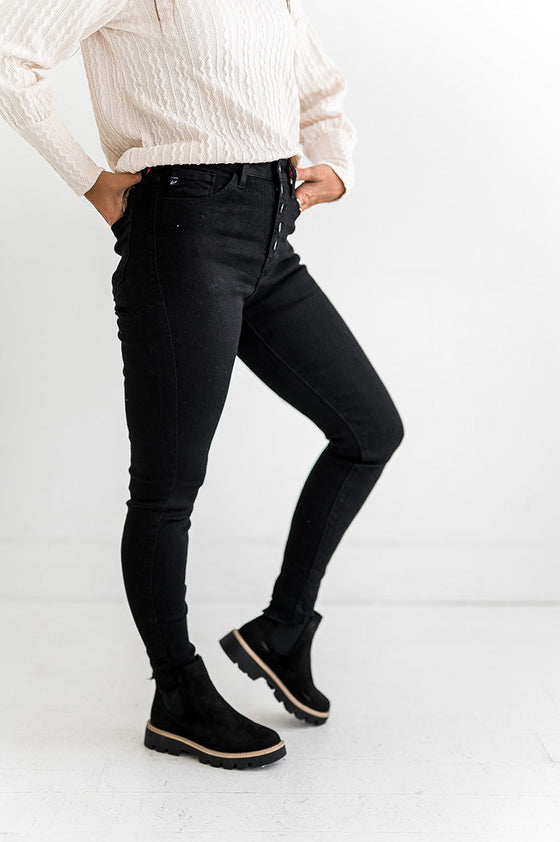 Mikey Black High Waisted Skinny Jeans - Kancan - Size 1, XL & 3XL Left