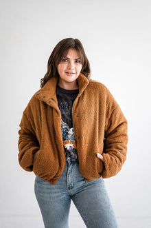  Teddy Puffer Jacket in Brown - Size Small & Medium Left