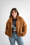 Teddy Puffer Jacket in Brown - Size Small & Medium Left