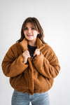 Teddy Puffer Jacket in Brown - Size Small & Medium Left