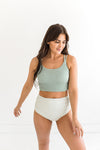 Basic Beach Ruched Bottoms in Sage
