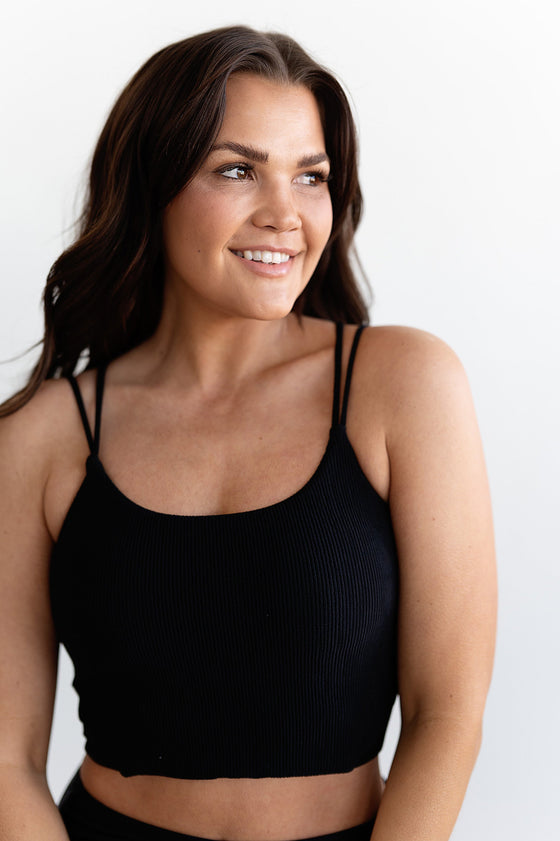 Little Black Double Strap Top in Black - Size XS & Small Left